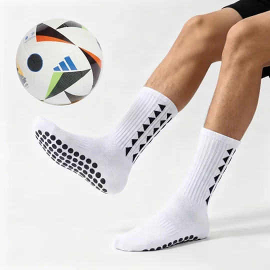 Anti-Slip Football Grip Socks - White