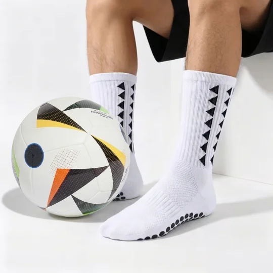 Anti-Slip Football Grip Socks - White