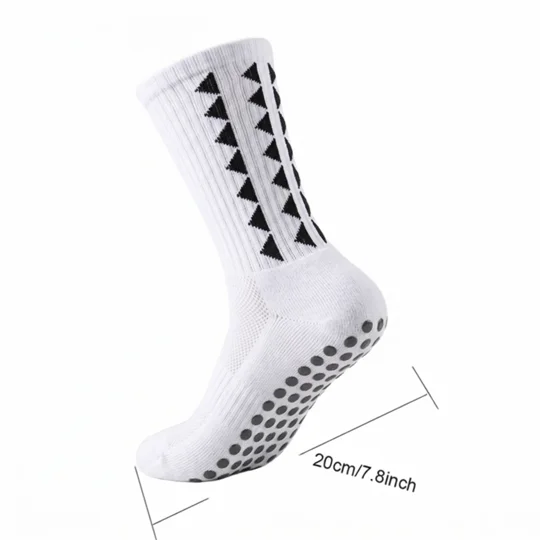 Anti-Slip Football Grip Socks - White