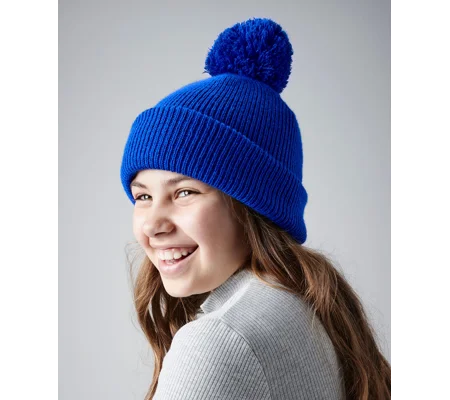 Beechfield Junior reflective bobble beanie