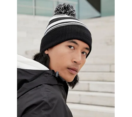 Beechfield Striped fan beanie