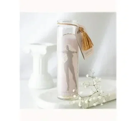 Athena Goddess Tube Candle with Clear Quartz Crystals