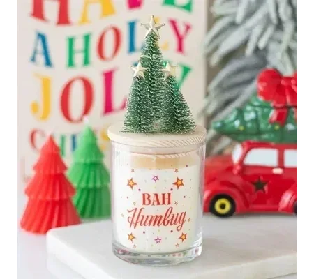 Bah Humbug Orange & Clove Glass Candle with Tree