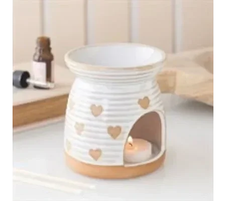 Beige Heart Print Oil Burner
