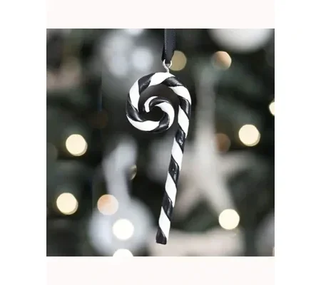 Black and White Candy Cane Hanging Ornament