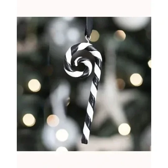 Black and White Candy Cane Hanging Ornament