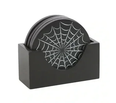 Black Spiderweb Coaster Set