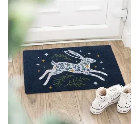 Blue Leaping Hare Doormat