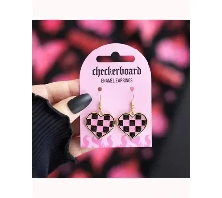 Checkerboard Heart Earrings