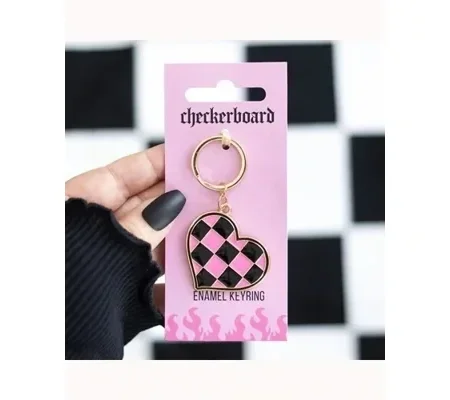 Checkerboard Heart Keyring