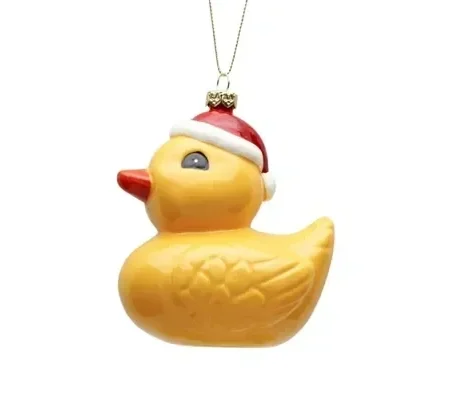 Christmas Duck Glass Hanging Decoration