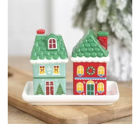 Christmas House Salt and Pepper Shakers