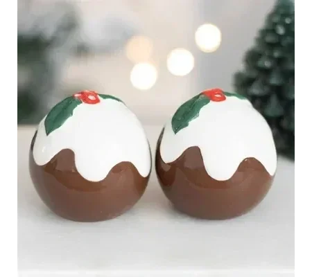 Christmas Pudding Salt and Pepper Shakers
