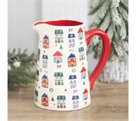 Christmas Street Print Ceramic Flower Jug