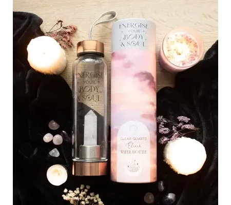Clear Quartz Body and Soul Glass Water Bottle