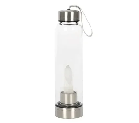 Clear Quartz Energising Glass Water Bottle
