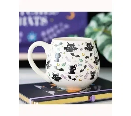 Cute and Creepy Cat Print Rounded Mug