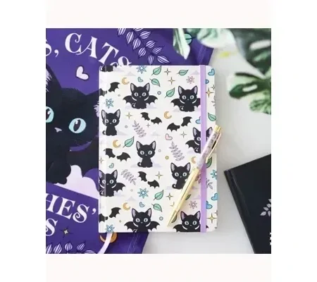 Cute and Creepy Print A5 Notebook with Amethyst Pen