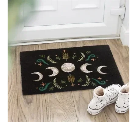 Black Dark Forest Moon Phase Doormat