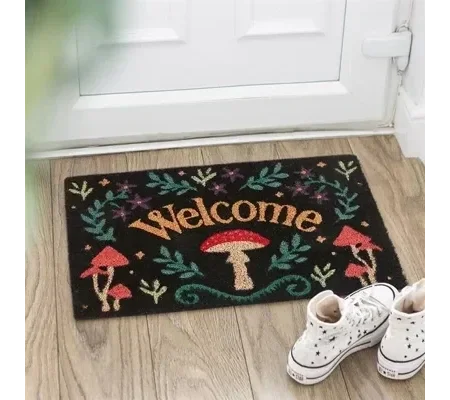 Black Mushroom Welcome Doormat