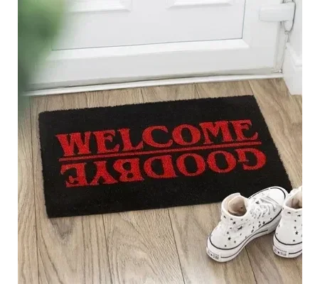 Black Welcome Goodbye Doormat