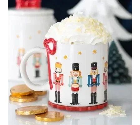 Nutcracker Print Mug with Bow