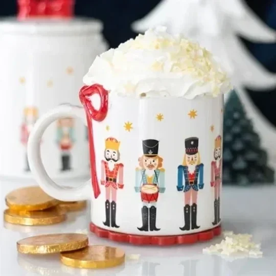 Nutcracker Print Mug with Bow