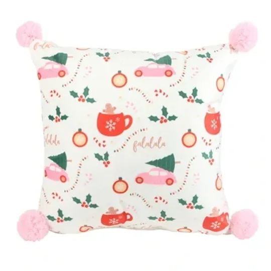 Square Sugarplum Fun Christmas Print Cushion