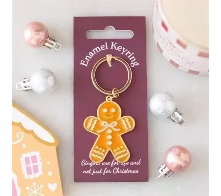Pink Bow Gingerbread Man Keyring
