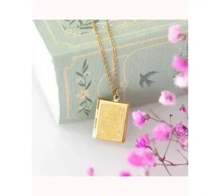 Book Shaped Locket Necklace in Gift Box