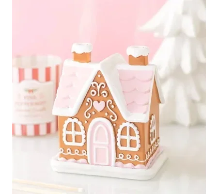 Pink Gingerbread House Incense Cone Burner