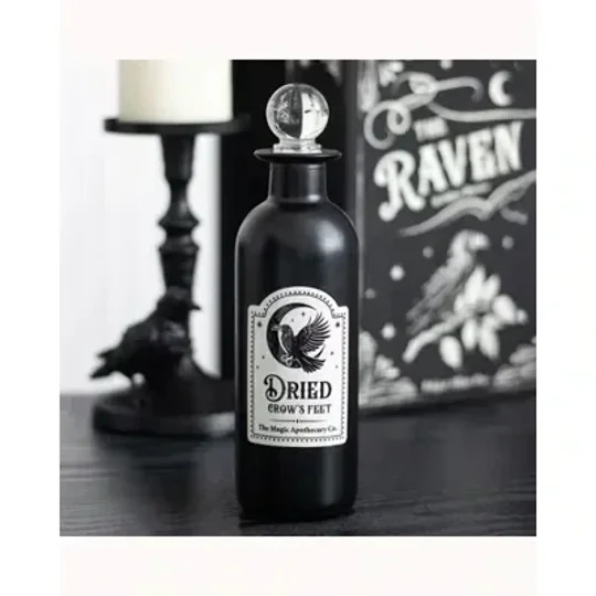 Dried Crow's Feet Decorative Glass Potion Bottle