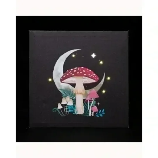 Forest Mushroom Light Up Canvas Plaque