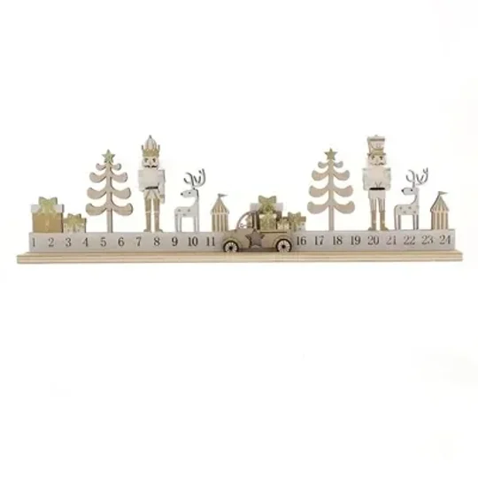 Gold Wooden Advent Calendar with Nutcracker