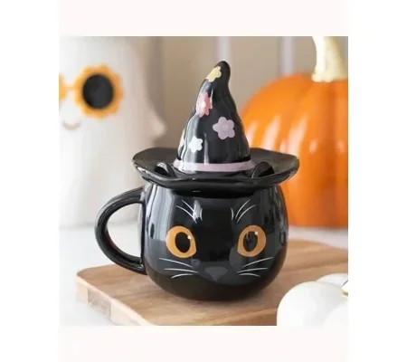 Groovy Witch Cat Lidded Mug