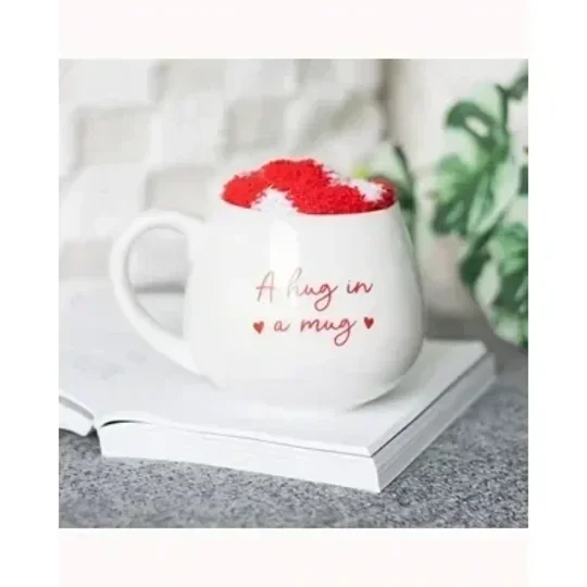 Hug in a Mug Heart Mug and Socks Set