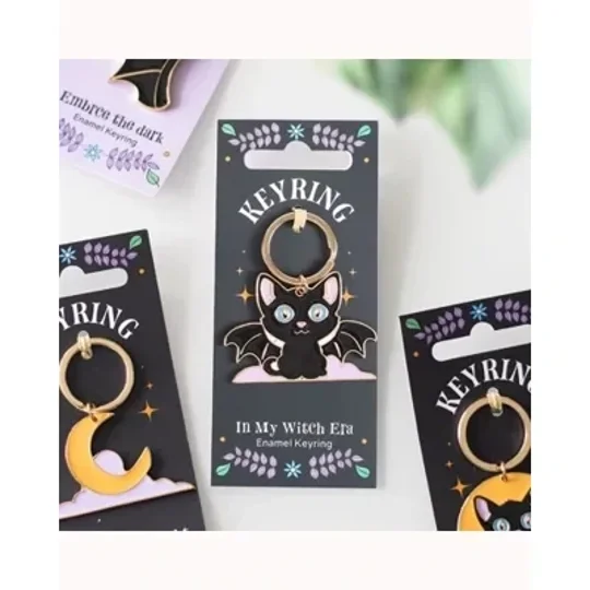 In My Witch Era Bat Cat Enamel Keyring