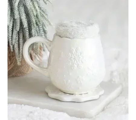Iridescent Snowflake Mug, Coaster and Socks Set