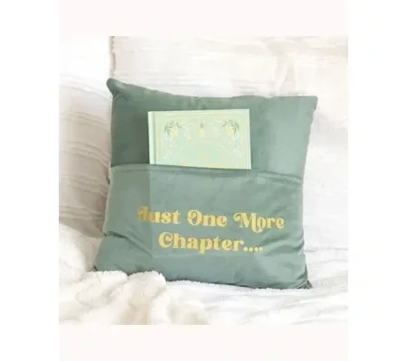 Just One More Chapter Cushion with Book Pocket