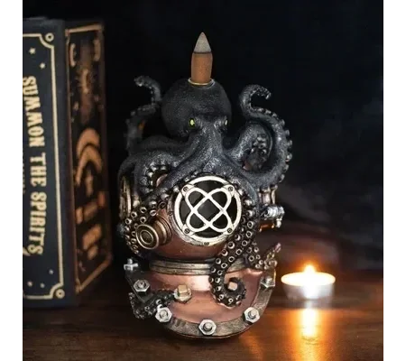 Kraken on Diver's Helmet Backflow Incense Burner