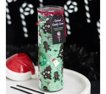 Merry Creepmas Cursed Candy Cane Tube Candle