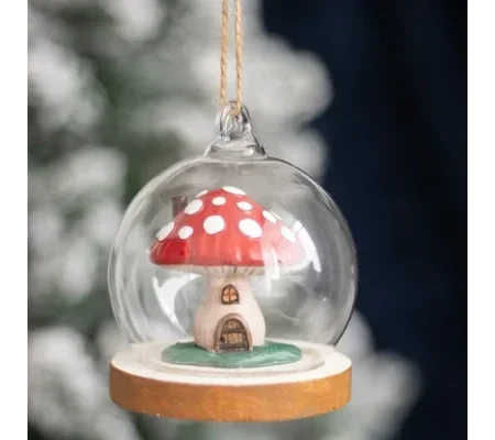 Mushroom House Glass Dome Hanging Decoration