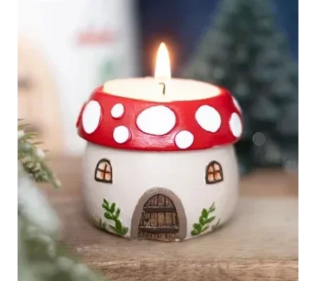 Mushroom House Resin Tealight Holder