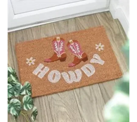 Natural Howdy Cowboy Boot Doormat