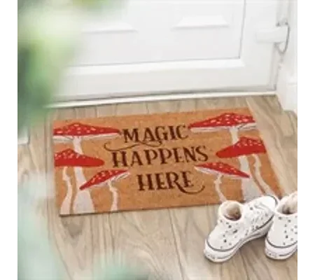 Natural Magic Happens Here Mushroom Doormat
