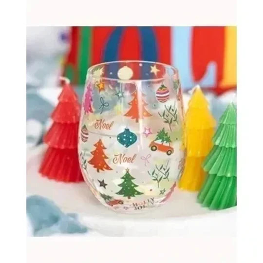 Nostalgic Christmas Print Stemless Glass
