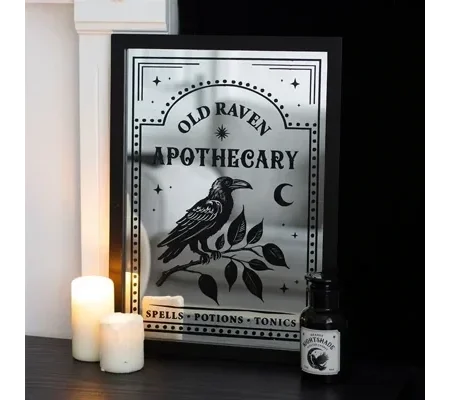 Old Raven Apothecary Mirrored Wall Art