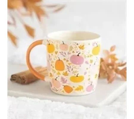 Pink and Orange Pumpkin Print Mug