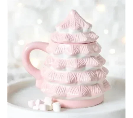 Pink Christmas Tree Shaped Mug