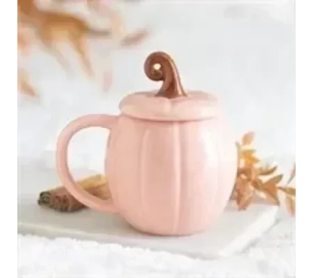 Pink Curly Pumpkin Lidded Mug